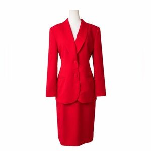 Christian Dior Suit Set Red Wool Blend 2 Piece blazer skirt work